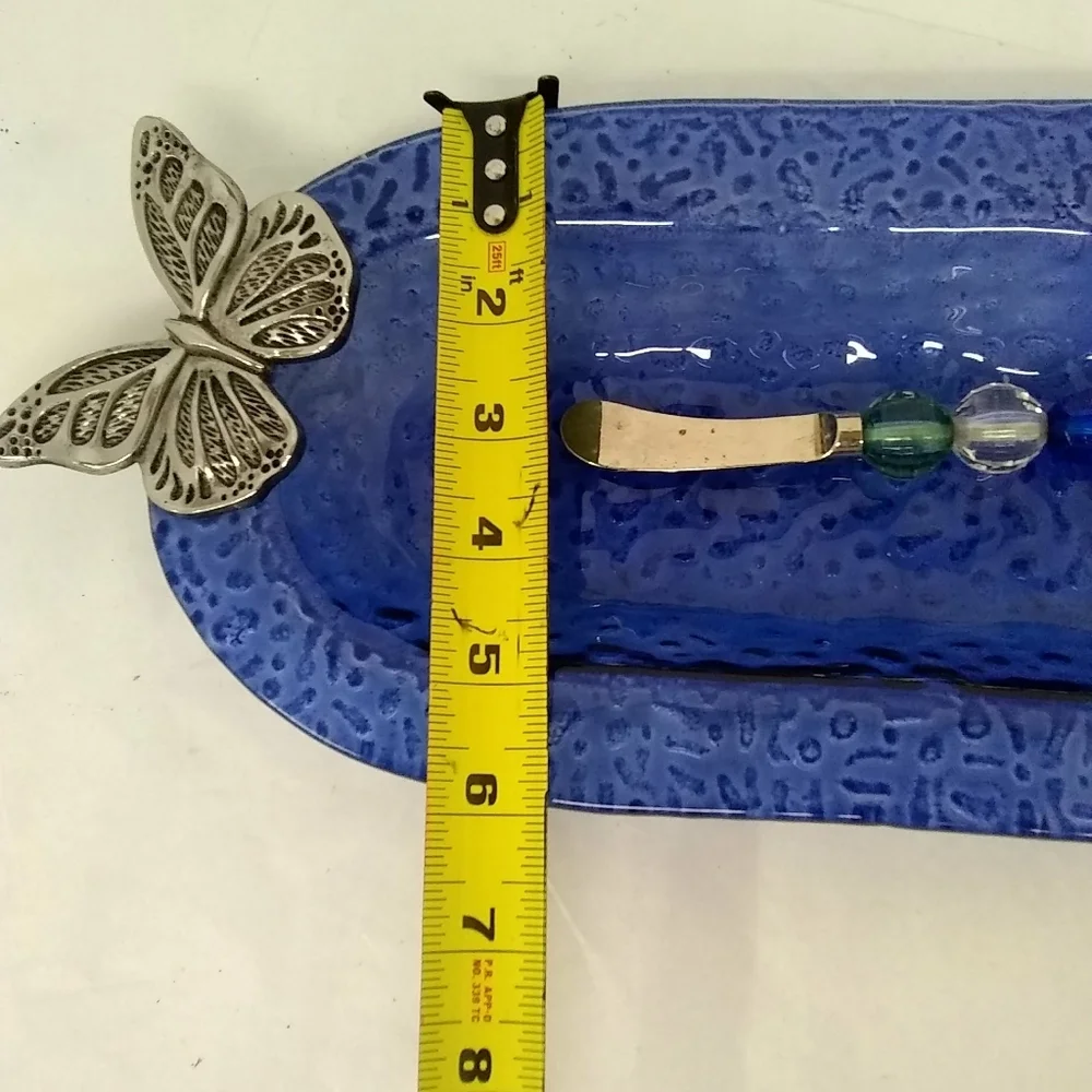 CYPRESS Server Cobalt Blue Glass Oval Platter  with Gemstone Spreader